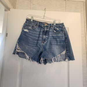 American Eagle Outfitters Blue Distressed Jean Shorts